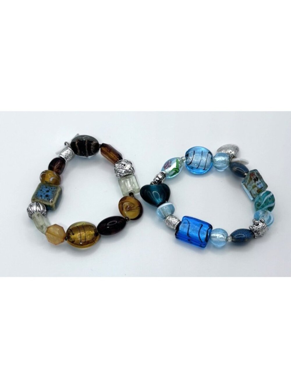 Glass Stretch Bracelet Beaded Chic Avon Lot Sea Life and Nature Chic Blue Brown